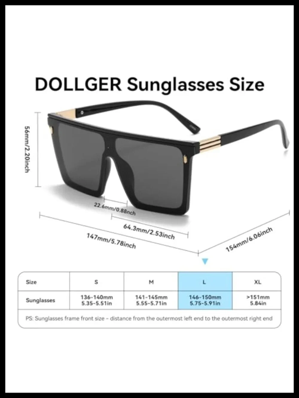 Oversized Square Sunglasses Flat Top UV400 Protection